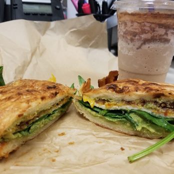 Gino's Java - Small blended white mocha w/ soy milk & turkey, bacon w/cheese, spinach and guac on a croissant - Coffee & Tea Near Me - Sacramento, California
