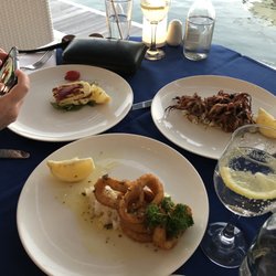 George's Paragon Seafood Restaurant - These were the starters halloumi the best calamari and the baby grilled octopus