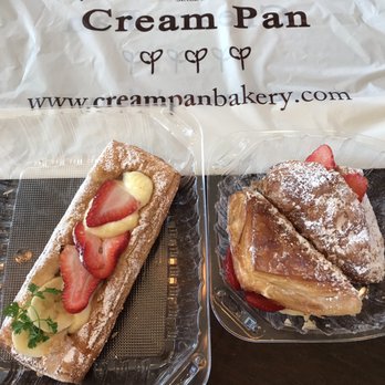 Cream Pan - Banana strawberry croissant on the left. Strawberry croissant on the right. - Bakeries Near Me - Tustin, California Cream Pan - Banana strawberry croissant on the left. Strawberry croissant on the right. - Bakeries Near Me - Tustin, California