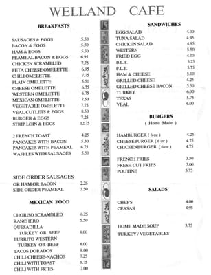 Menu photo 2 Welland Cafe Welland, ON Menu photo 2 Welland Cafe Welland, ON