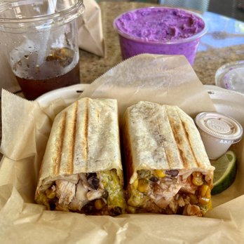 Kohala Coffee Mill - bbq chicken burrito melt, purple sweet potato salad (full pint size), cold brew - Coffee & Tea Near Me - Hawi, Hawaii Kohala Coffee Mill - bbq chicken burrito melt, purple sweet potato salad (full pint size), cold brew - Coffee & Tea Near Me - Hawi, Hawaii