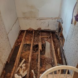 Taskmaster Handyman Services - Bathroom before we started, had to put all new floor joist and supports, new flooring