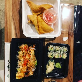 Fontana Sushi - In the photo there is Crab Cheese Wontons, Summer Roll and California Roll - Sushi Bars Near Me - Littleton, Colorado