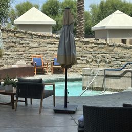 Spa Gardens with a (room temp) "hot tub" that you can use on spa day. Spa Gardens with a (room temp) "hot tub" that you can use on spa day.