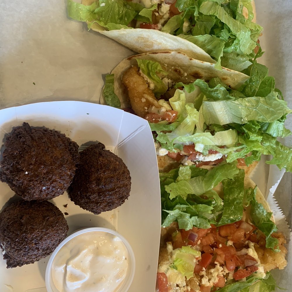 Over The Top Pita - The Codfather w/ a side of falafels - Mediterranean Near Me - Clermont, Florida