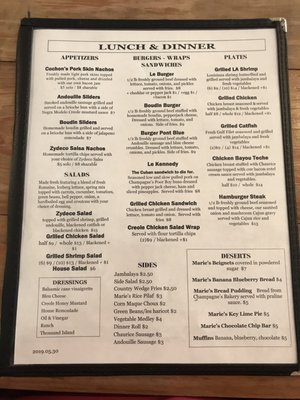 Menu photo 7 Tante Marie Breaux Bridge, LA