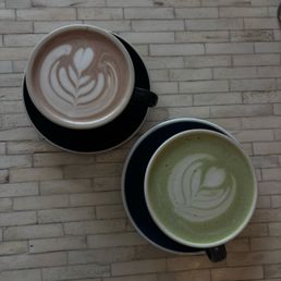 Hot chocolate and matcha