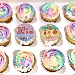 Rainbow birthday cupcakes