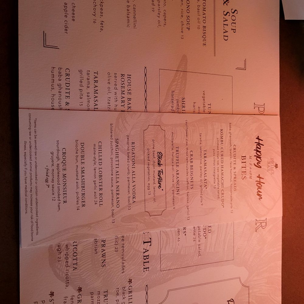 Menu with happy hour Menu with happy hour