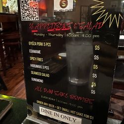 Sushiya - $5 appetizers and salads DINE IN ONLY as 12./5/23