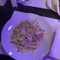 Restaurant du College - Carbonara fettuccine with grilled chicken and bacon