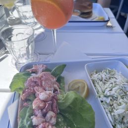 Lobster roll and a frozen aperol spritz Lobster roll and a frozen aperol spritz