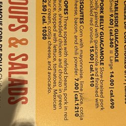 La Parrilla Mexican Restaurant - Part of the menu