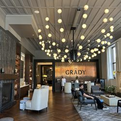 Grady Hotel lobby with the Wild Swann down the stairs on the right