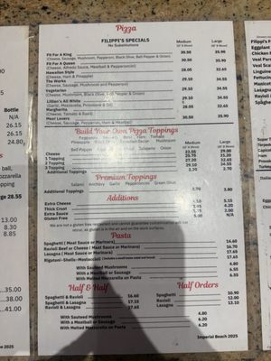 Menu photo 1 Filippi's Pizza Grotto Imperial Beach Imperial Beach, CA Menu photo 1 Filippi's Pizza Grotto Imperial Beach Imperial Beach, CA