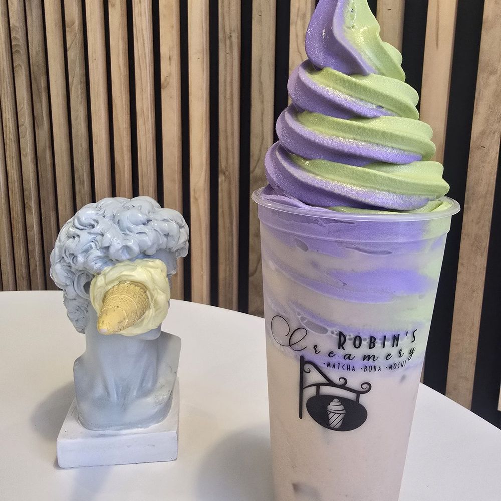 Boba Tea Float (Ube and matcha soft serve in horchata masala chai tea) Boba Tea Float (Ube and matcha soft serve in horchata masala chai tea)