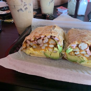 Springdale Cafe - Cali Burrito and Sweet House iced coffee - Breakfast & Brunch Near Me - Huntington Beach, California