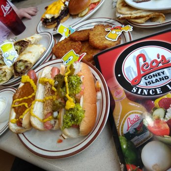 Leo's Coney Island - 2nd can't make a Real Detroit Coney Dog topped with a beef heart-based sauce, mustard and onions. The variety is a fixture in Detroit - Greek Near Me - Taylor, Michigan Leo's Coney Island - 2nd can't make a Real Detroit Coney Dog topped with a beef heart-based sauce, mustard and onions. The variety is a fixture in Detroit - Greek Near Me - Taylor, Michigan