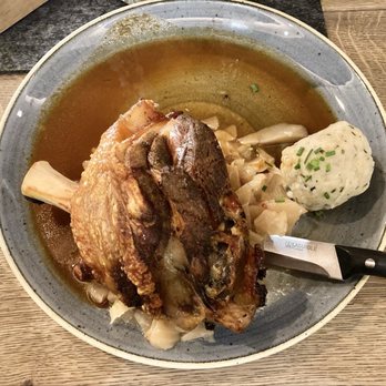 Maximilians - Half-portion of pork knuckle with pickled cabbage and potato dumpling - German Near Me - Berlin, BE