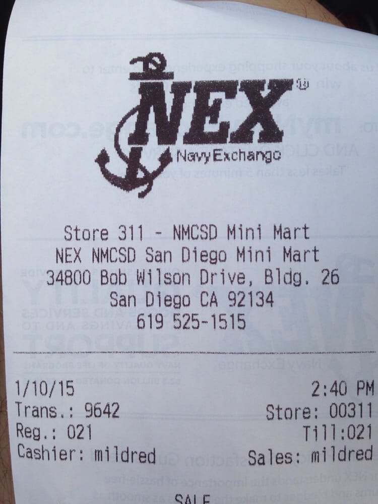 NAVY EXCHANGE Updated August 2024 34800 Bob Wilson Dr, San Diego