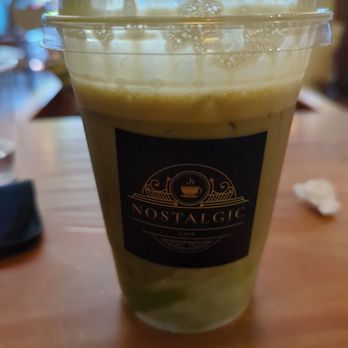 Nostalgic Cafe - Iced Matcha Espresso Latte - Coffee & Tea Near Me - Pasadena, California