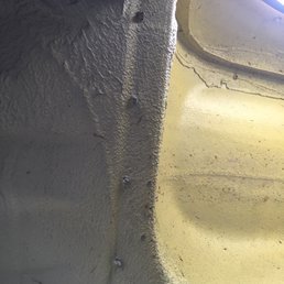 Body penetrations around the rear wheel wells with too long of self drilling & tapping screws. Body penetrations around the rear wheel wells with too long of self drilling & tapping screws.