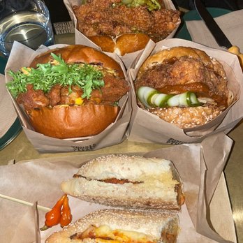 Double Chicken Please - Hot Honey Sandwich, Salted Duck Egg Sandwich, Tofu Sandwich, Bolognese Grilled Cheese - Cocktail Bars Near Me - New York, New York Double Chicken Please - Hot Honey Sandwich, Salted Duck Egg Sandwich, Tofu Sandwich, Bolognese Grilled Cheese - Cocktail Bars Near Me - New York, New York