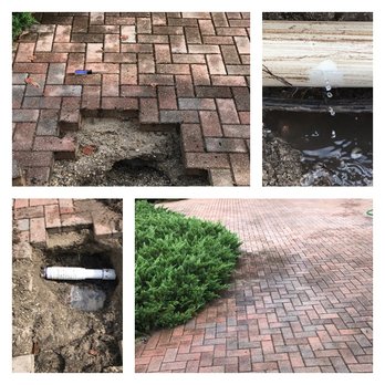Simplicity Irrigation Solutions - Before and after Broken 2" pipe under a paver driveway. - Irrigation Near Me - New Port Richey, Florida Simplicity Irrigation Solutions - Before and after Broken 2" pipe under a paver driveway. - Irrigation Near Me - New Port Richey, Florida