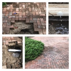 Simplicity Irrigation Solutions - Before and after Broken 2" pipe under a paver driveway.