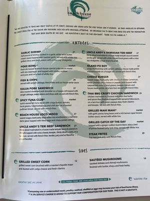Menu photo 3 Haleiwa Beach House Haleiwa, HI