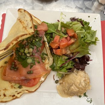 Cafe Laurent - smoked salmon crepe do NOT buy this is SO BAD - French Near Me - Mar Vista, California Cafe Laurent - smoked salmon crepe do NOT buy this is SO BAD - French Near Me - Mar Vista, California