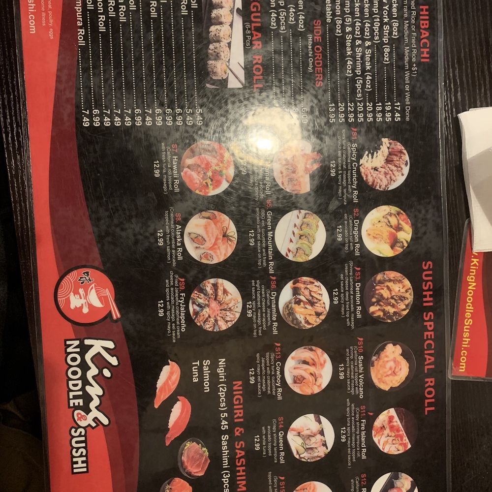 King Noodle & Sushi - Menu (excuse the flash) - Asian Fusion Near Me - Mesquite, Texas King Noodle & Sushi - Menu (excuse the flash) - Asian Fusion Near Me - Mesquite, Texas