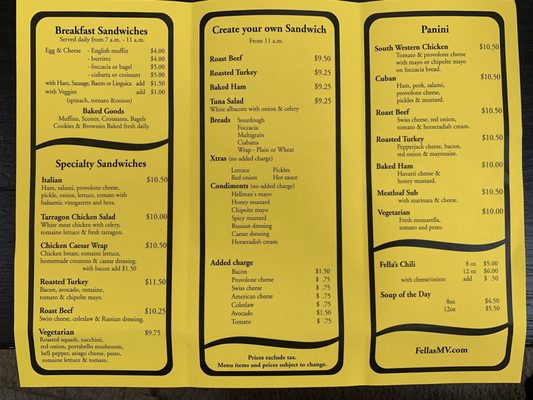 Menu photo 2 Fella's Take Out West Tisbury, MA