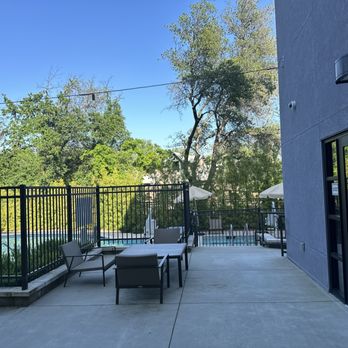 Sheraton Redding Hotel at the Sundial Bridge - Pool and door to fitness room - Hotels Near Me - Redding, California Sheraton Redding Hotel at the Sundial Bridge - Pool and door to fitness room - Hotels Near Me - Redding, California