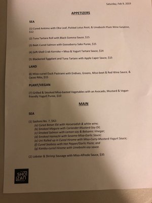Menu photo 7 The Shozan Room Toronto, ON Menu photo 7 The Shozan Room Toronto, ON