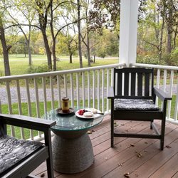 Halsey House - Breakfast on the covered back porch.