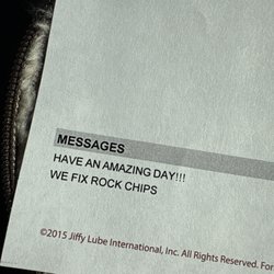 Jiffy Lube - Kind message from the staff