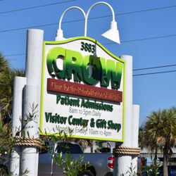 C.R.O.W. - Clinic for the Rehabilitation of Wildlife - CROW road sign at the entrance to their campus.