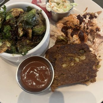 The Shaved Duck - Smoked meatloaf, pulled chicken, slaw, Brussels sprouts. - Soul Food Near Me - St Louis, Missouri The Shaved Duck - Smoked meatloaf, pulled chicken, slaw, Brussels sprouts. - Soul Food Near Me - St Louis, Missouri