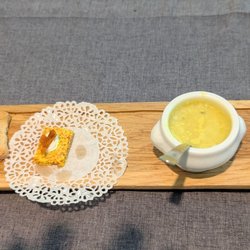 Restaurant Saint Hubert - Gratuit from the chef. Tapenade, soup, and beets with creme fraîche