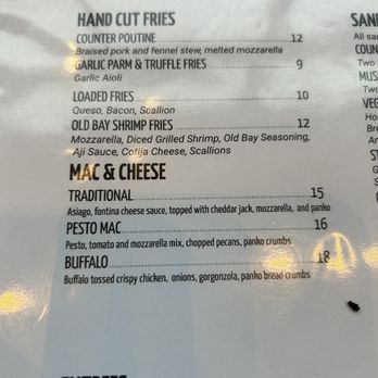 Counter - Menu - New American Near Me - Salem, Massachusetts