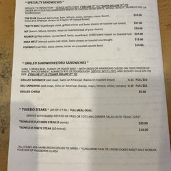 Tuxedo Bar & Grill - Menu - sandwiches
