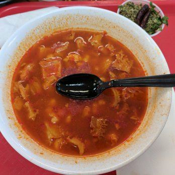 Senor Taco - Menudo bowl, plus pepper, oregano, onion and cilantro. - Mexican Near Me - Fountain Hills, Arizona Senor Taco - Menudo bowl, plus pepper, oregano, onion and cilantro. - Mexican Near Me - Fountain Hills, Arizona
