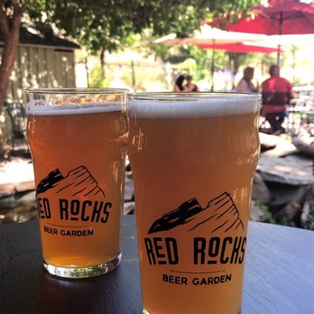 Red Rocks Beer Garden - Apricot Blonde - Dry Dock Brewing  Hazy IPA - New Terrain Brewing - Beer Gardens Near Me - Morrison, Colorado