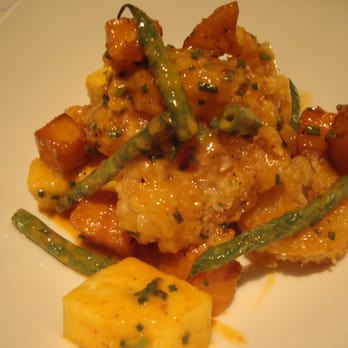 Traif - sweet & spicy shrimp tempura w/ pineapples & potatoes (11 course chef selection) - New American Near Me - Brooklyn, New York