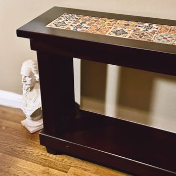Eastman Handmade - Custom tiled foyer table.  Made of alder wood. - Carpenters Near Me