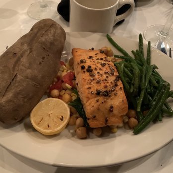 Morton's The Steakhouse - Fillet of Fresh Salmon, Jumbo Baked Potato, Sautéed Green Beans - Steakhouses Near Me - Boca Raton, Florida Morton's The Steakhouse - Fillet of Fresh Salmon, Jumbo Baked Potato, Sautéed Green Beans - Steakhouses Near Me - Boca Raton, Florida