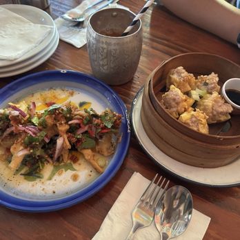 Glai Baan - Yum het Tod (fried oyster mushrooms), Kanom Jeeb, Thai tea - Thai Near Me - Phoenix, Arizona