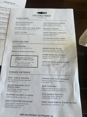 Menu photo 1 Chuckanut Manor Seafood & Grill Bow, WA
