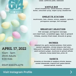 Easter brunch menu. Such a good deal! Great food too!